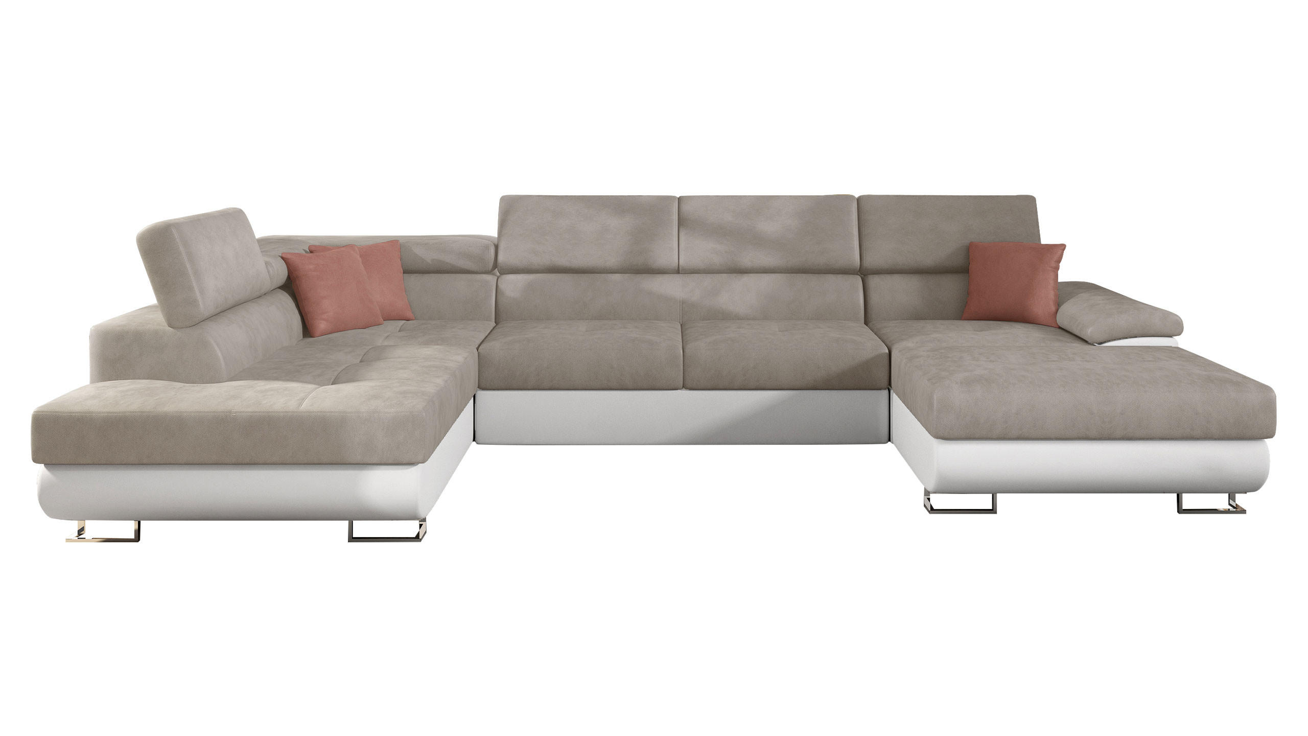 WOHNLANDSCHAFT Cotere Bis, Seite: Links - Beige, Holz (345/91/202cm) - MIRJAN24