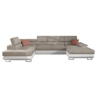 WOHNLANDSCHAFT Cotere Bis, Seite: Links - Beige, Holz (345/91/202cm) - MIRJAN24