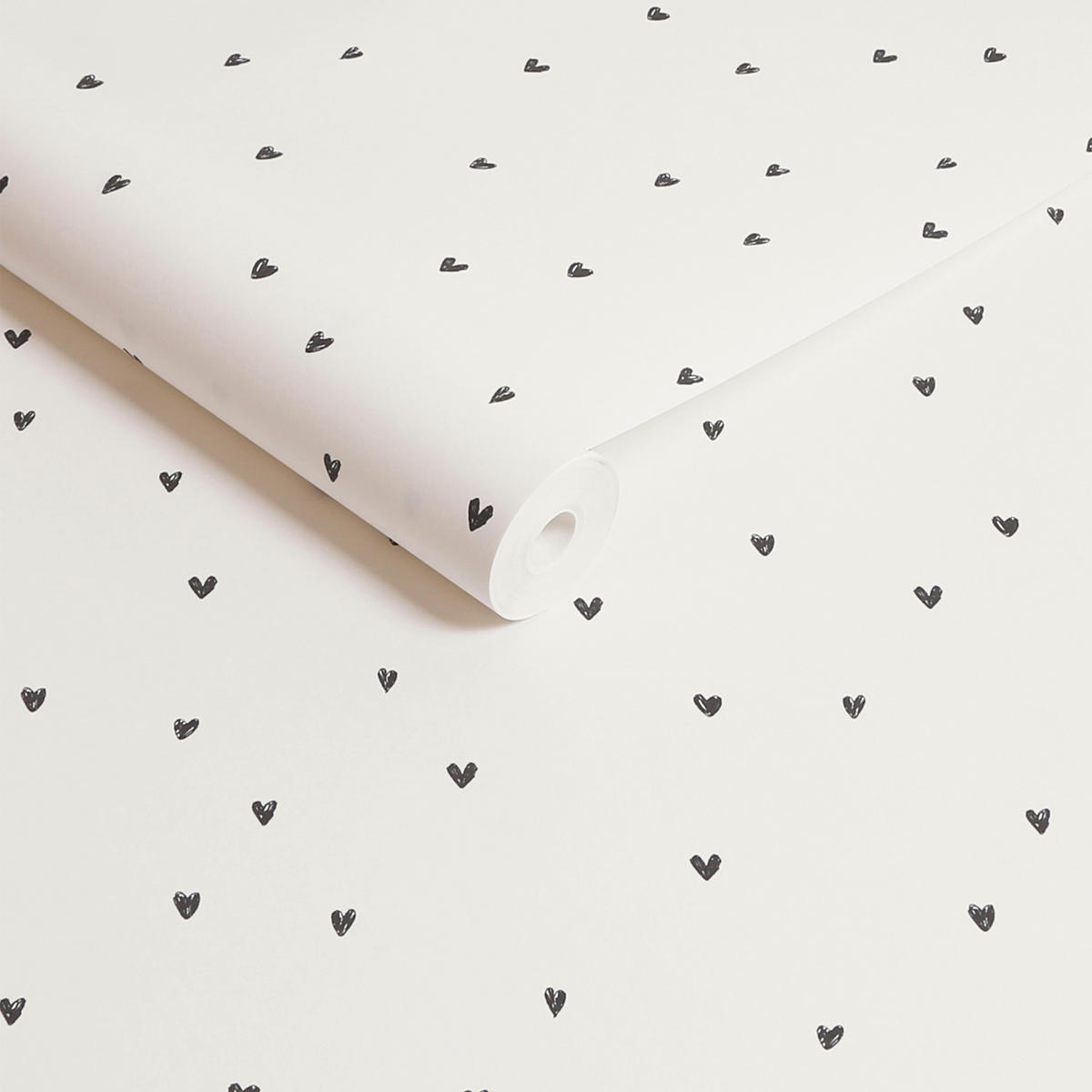 TAPETE Ditsy Heart - Schwarz/Weiß, Papier/Kunststoff (52/1000cm) - next