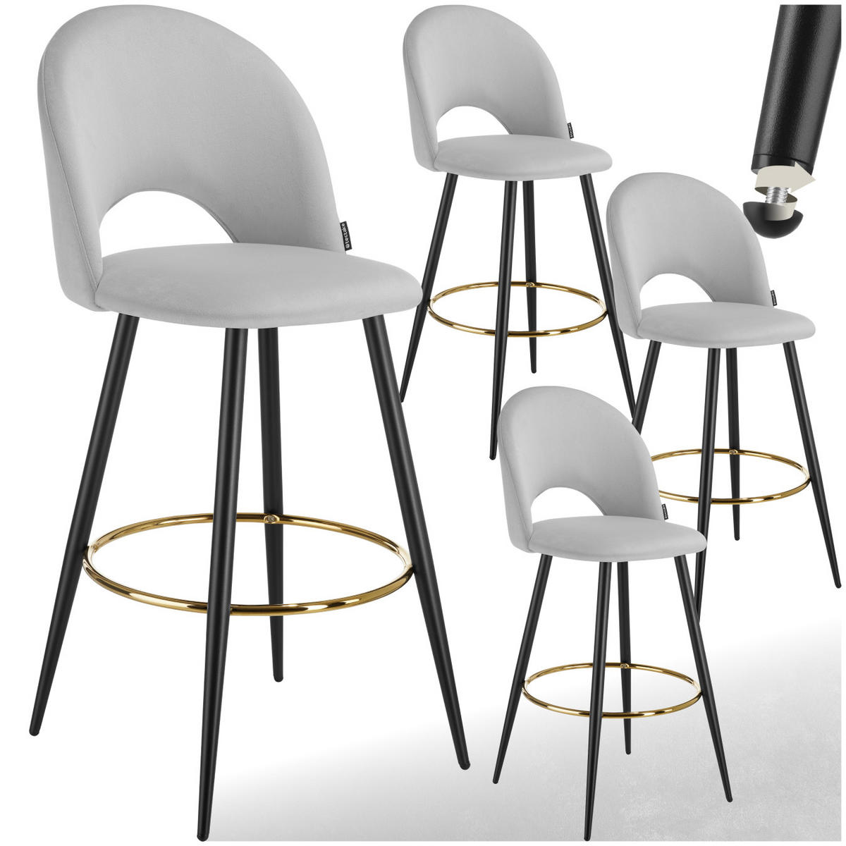 BARSTUHL Sachel,49 x 58 x 110 cm, Belastbarkeit 120 kg,hellgrau/schwarz - Hellgrau/Schwarz, Kunststoff (49/110/58cm) - tectake