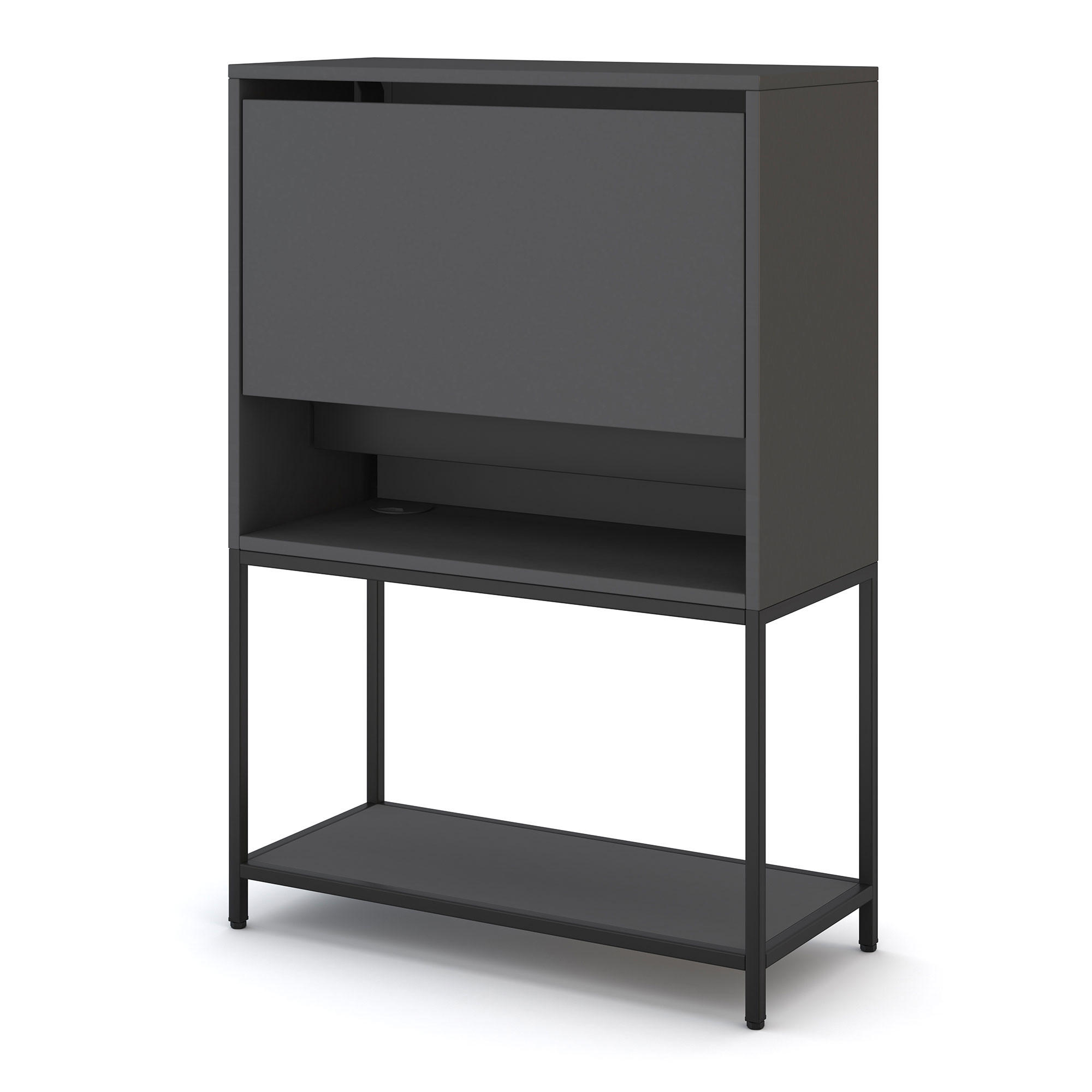 SEKRETÄR Cubas Basic Schwarz /76-76cm Anthrazit - Anthrazit/Schwarz, Holz/Metall (36/80/115.6cm) - ASSMANN