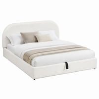 BETT mit Stauraum 180x200 cm Bouclé Beige inklusive Matratze - Beige, Metall (180/200cm) - Meubliv