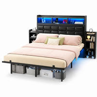 ČALOUNĚNÁ POSTEL 140/190 cm v šedé barvě s LED, USB a USB-C - šedá, kov/kompozitní dřevo (140/190cm) - CHICFURN