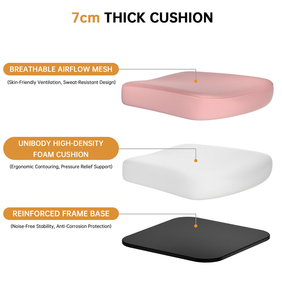 BÜROSTUHL ergonomisch Weiß-Rosa mit Lendenstütze - Pink, Metall (58.5/28.5/61cm) - Rattrix