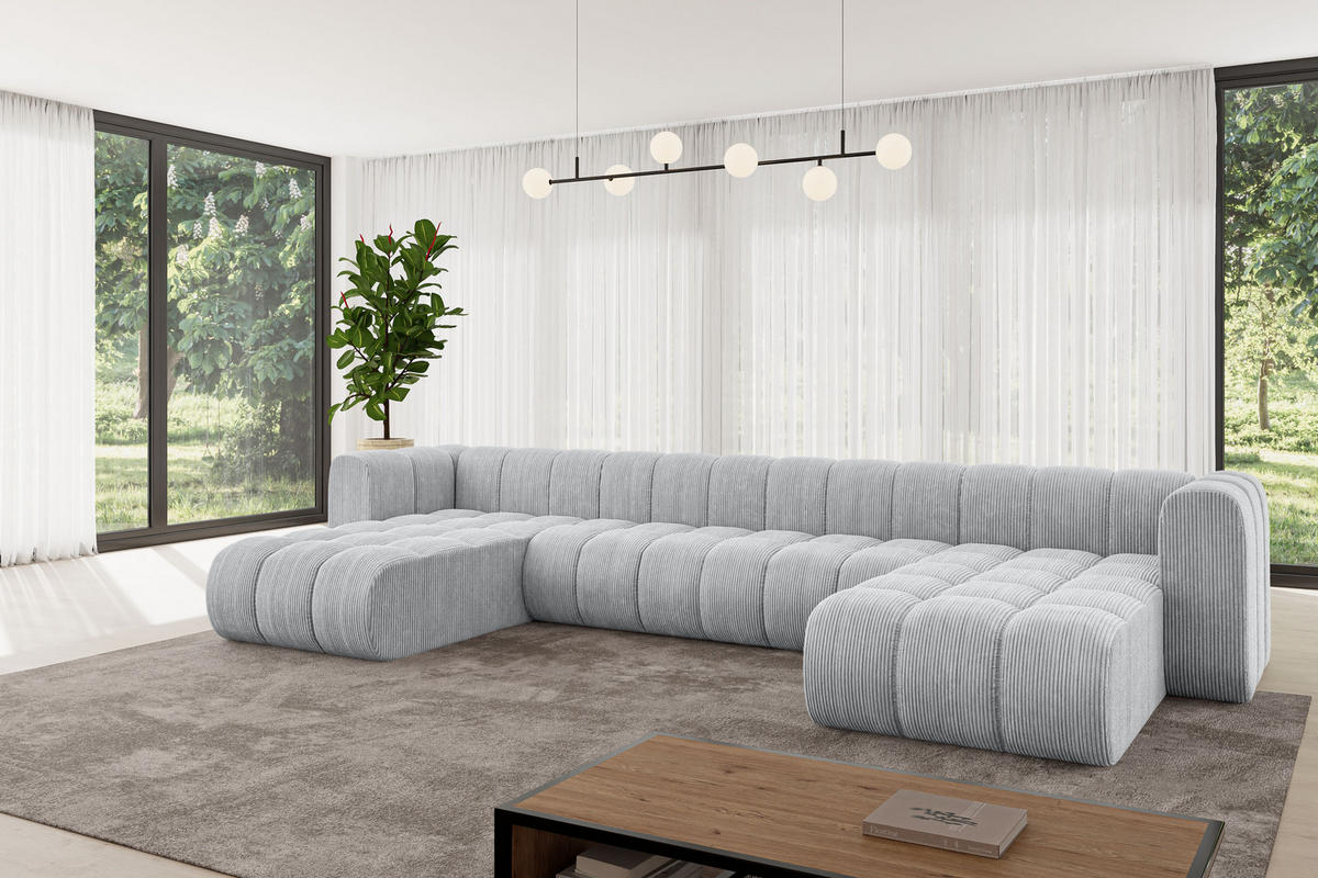 WOHNLANDSCHAFT modulares Sofa Joren-U2 - 410x177x70 cm Grau - Grau, Holzwerkstoff/Textil (410/70/177cm) - ALTDECOR