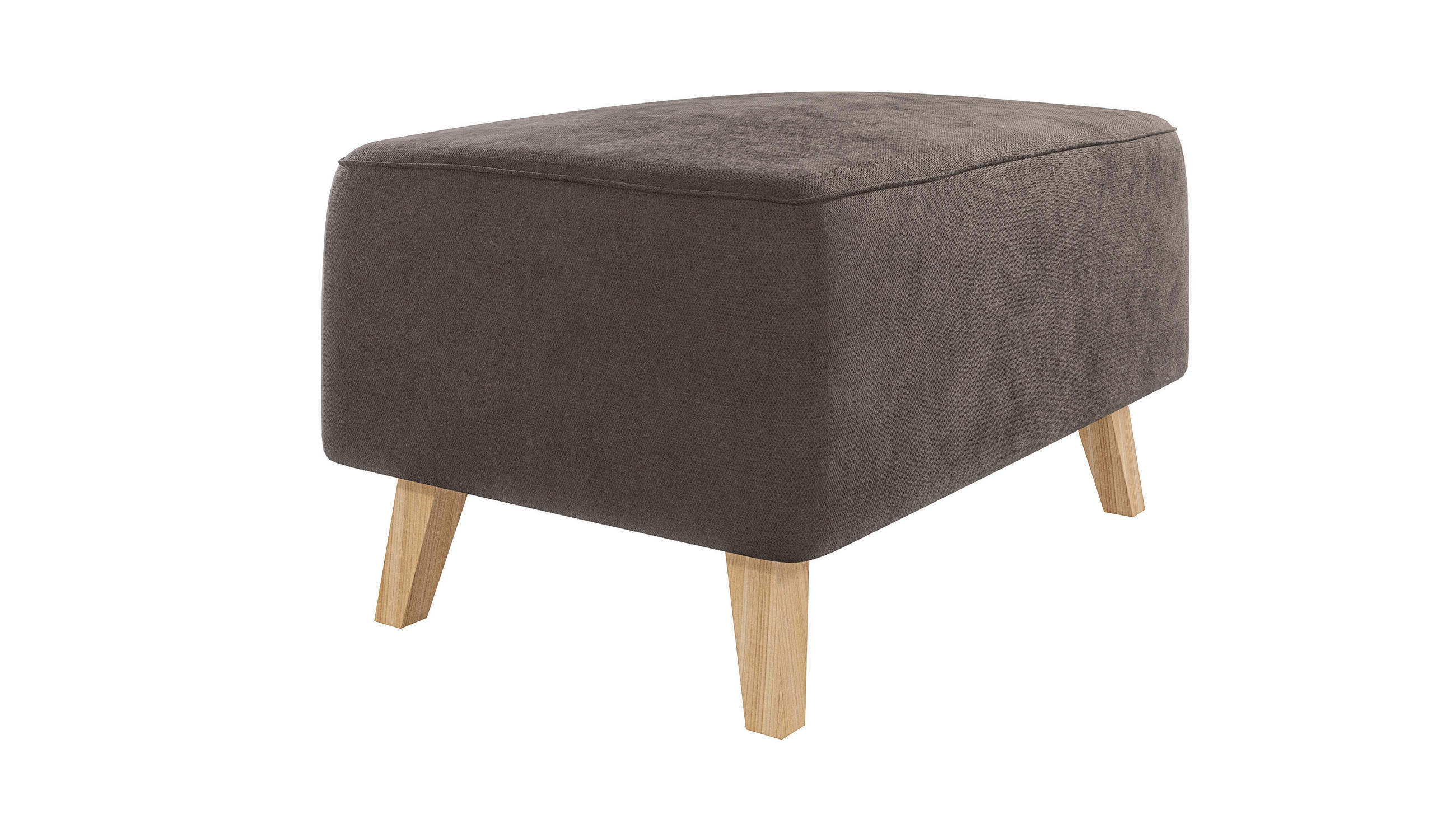 HOCKER Mario Braun - Khaki Microfaser - Naturfarben/Braun, Buchenholz/Textil (95/51/63cm) - S-Style Möbel