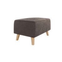 HOCKER Mario Braun - Khaki Microfaser - Naturfarben/Braun, Buchenholz/Textil (95/51/63cm) - S-Style Möbel
