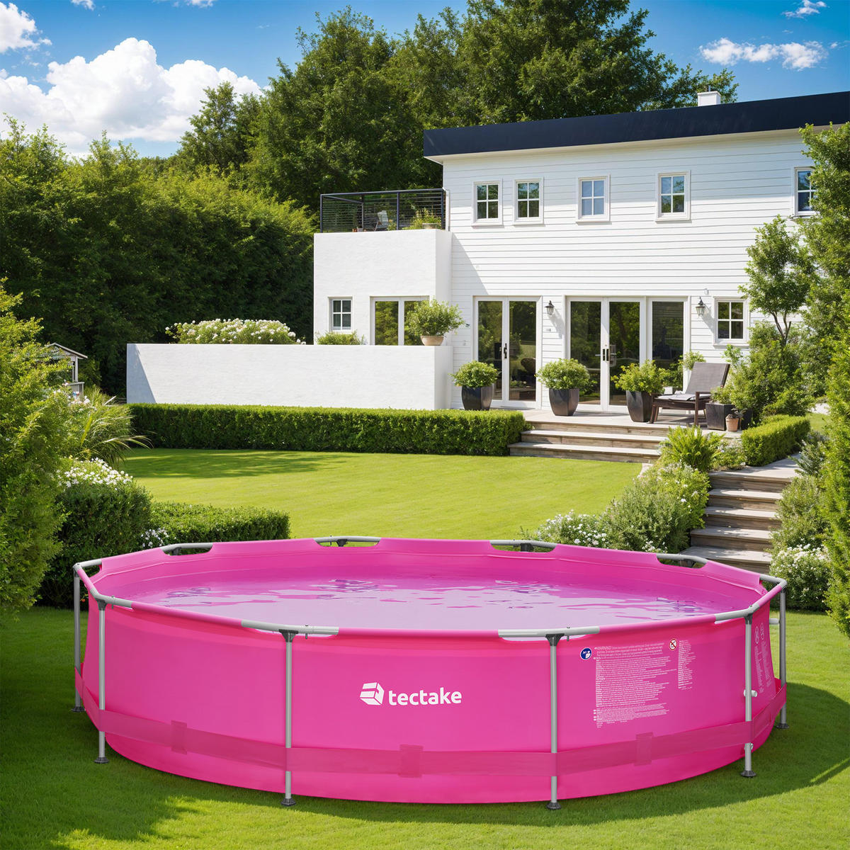 SWIMMING POOL Summertime,360 x 76 cm,pink - Pink, Metall (360/76/360cm) - tectake