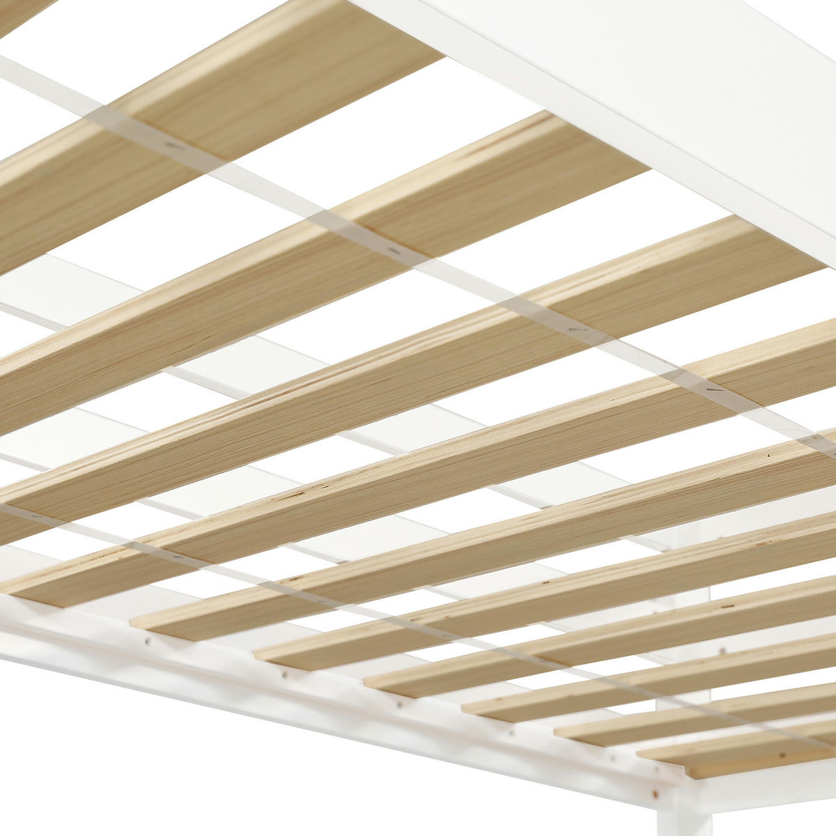 ETAGENBETT 90×200 cm aus Kiefernholz mit Treppe, Schutzgeländer und Tür, weiß - Weiß, Holz (90/200cm) - Luhomfu