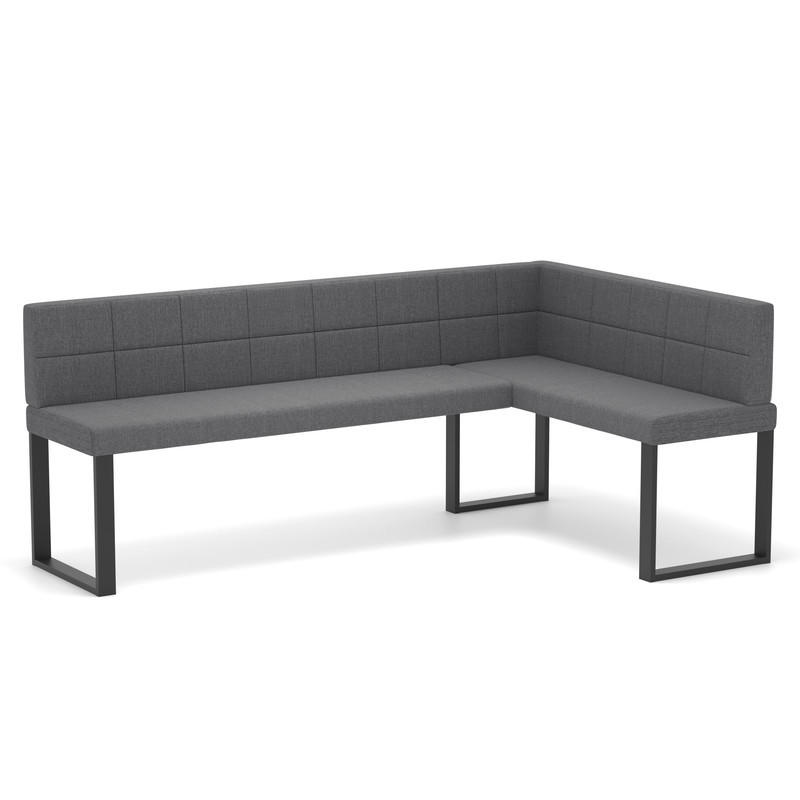 ECKBANK rechts SANA U Webstoff gesteppt, 168/128 cm Dunkelgrau - Dunkelgrau, Textil/Metall (128/168cm) - Idohome