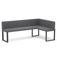ECKBANK rechts SANA U Webstoff gesteppt, 168/128 cm Dunkelgrau - Dunkelgrau, Textil/Metall (128/168cm) - Idohome