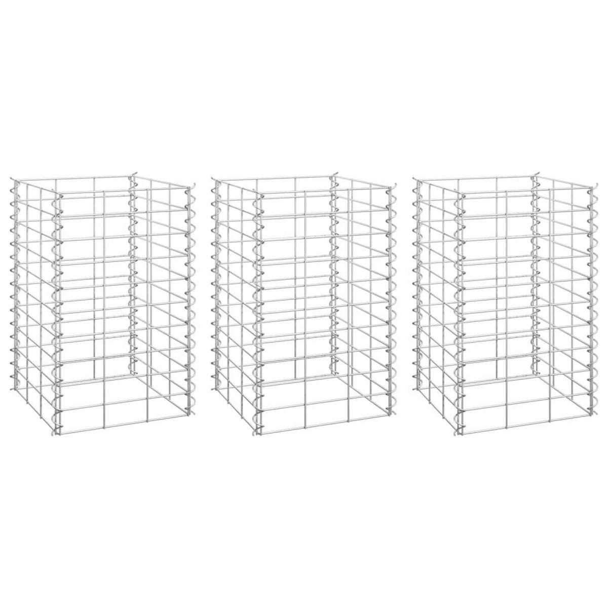 GABIONEN-HOCHBEETE 3 Stk. 30x30x50 cm Eisen - Silberfarben, Metall (30/50/30cm) - furnicato