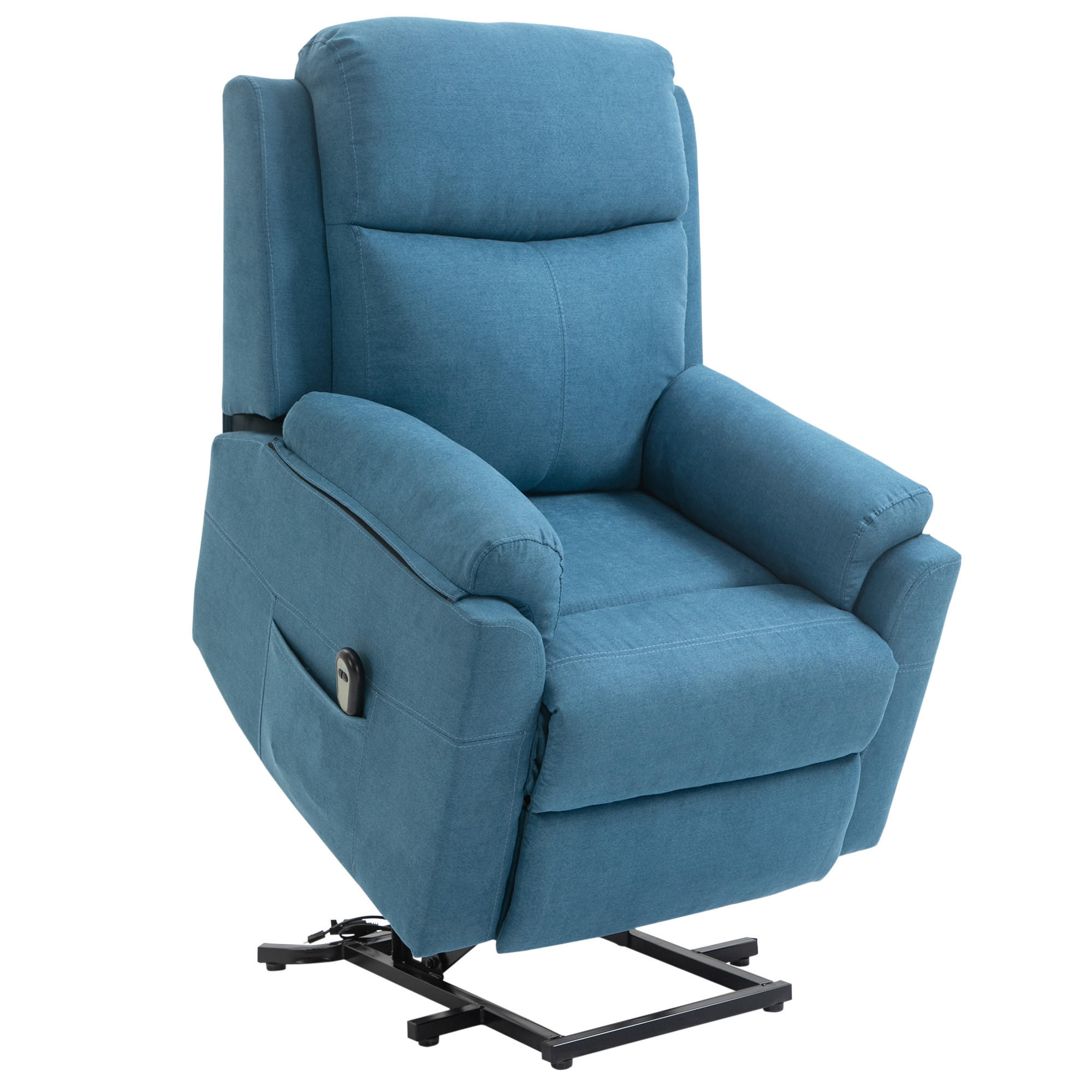 FERNSEHSESSEL mit Aufstehhilfe, Blau - Blau, Kunststoff (89/102/83cm) - HOMCOM
