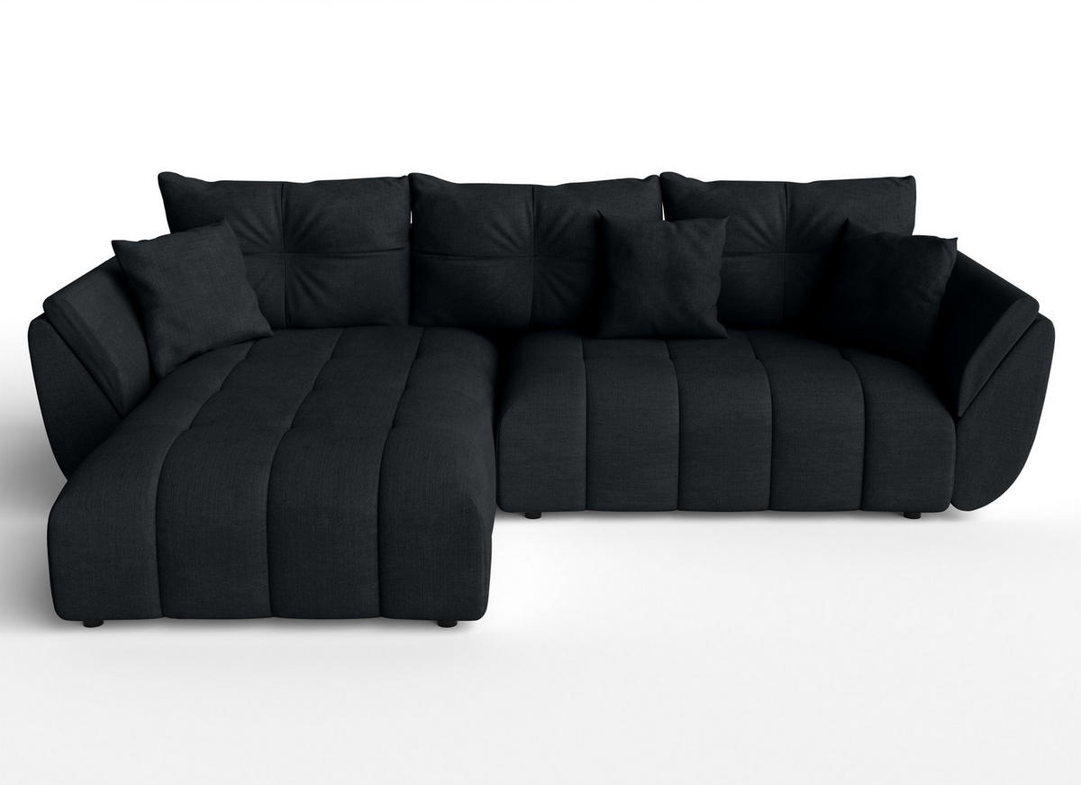 ECKSOFA L Form Verciani Schwarz 266/190/91 cm mit Schlaffunktion - Schwarz, Kunststoff/Textil (266/190cm) - AX Living