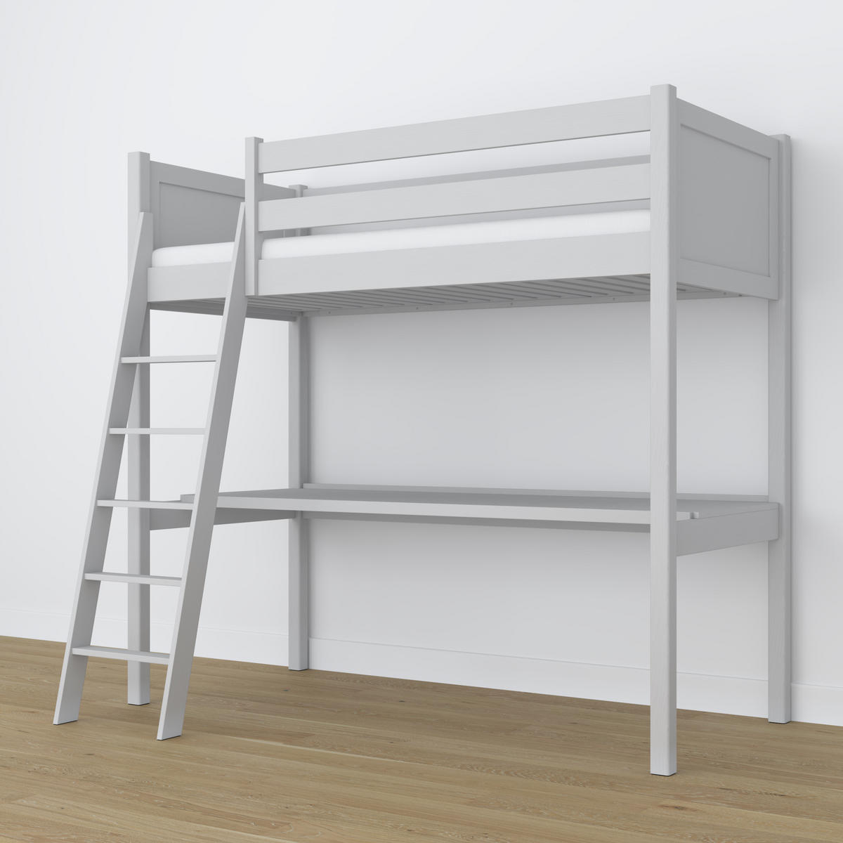 HOCHBETT N04 mit Schreibtisch Grau 80/200 - Grau, Naturmaterialien/Holz (80/200cm) - N-Wood