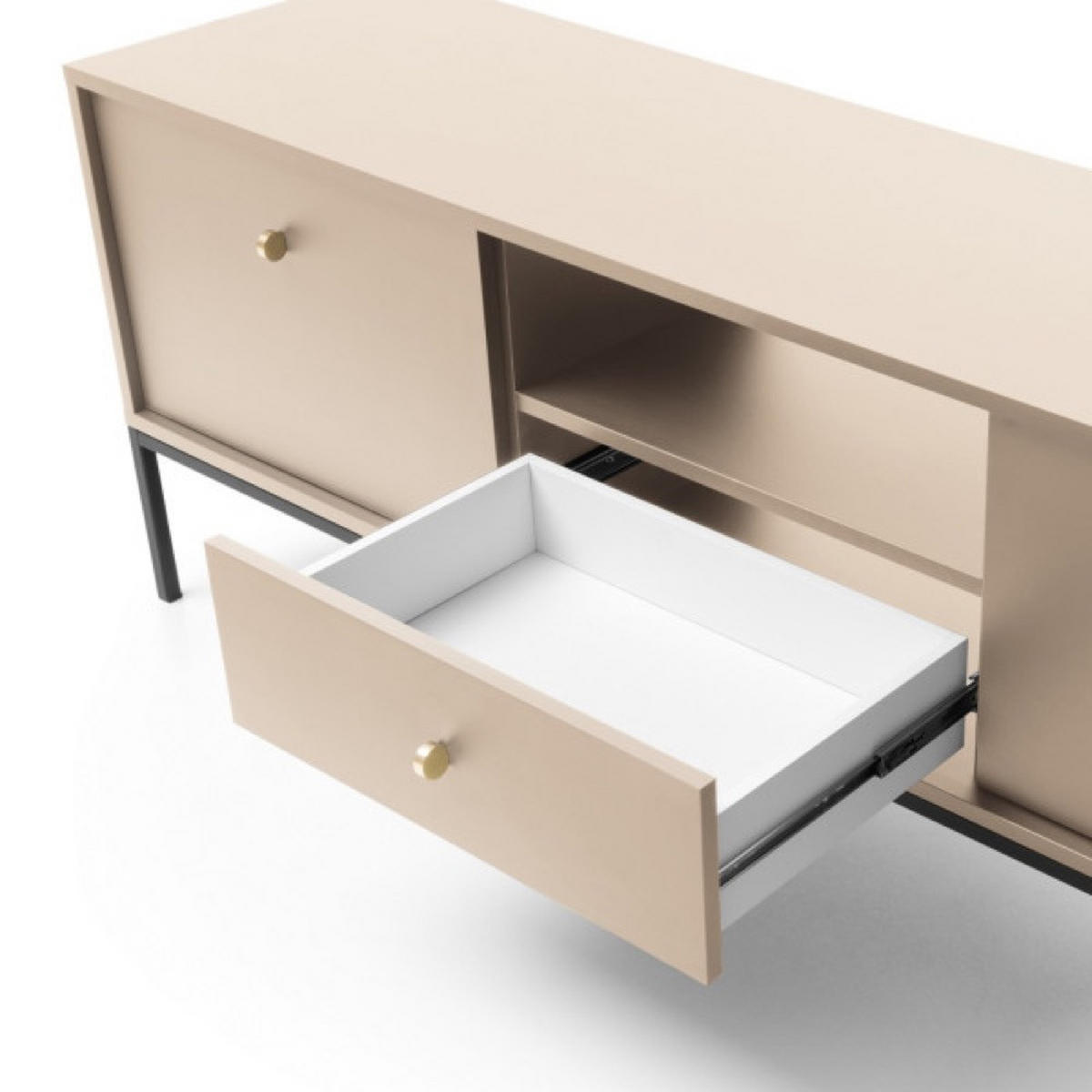 TV-LOWBOARD Beige Monako Mit Schwarzem Gestell - Beige, Holzwerkstoff (153.4/56.2/39cm) - Sepro Meble