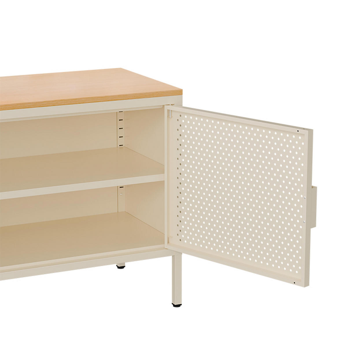 SIDEBOARD 100 cm, Ekru - Weiß, Metall (40/60/100cm) - Oviala