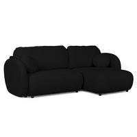 ECKSOFA Candy mit Schlaffunktion Schwarz Bouclé-Stoff - Ottomane rechts - Schwarz, Holz/Kunststoff (146/230cm) - S-Style Möbel