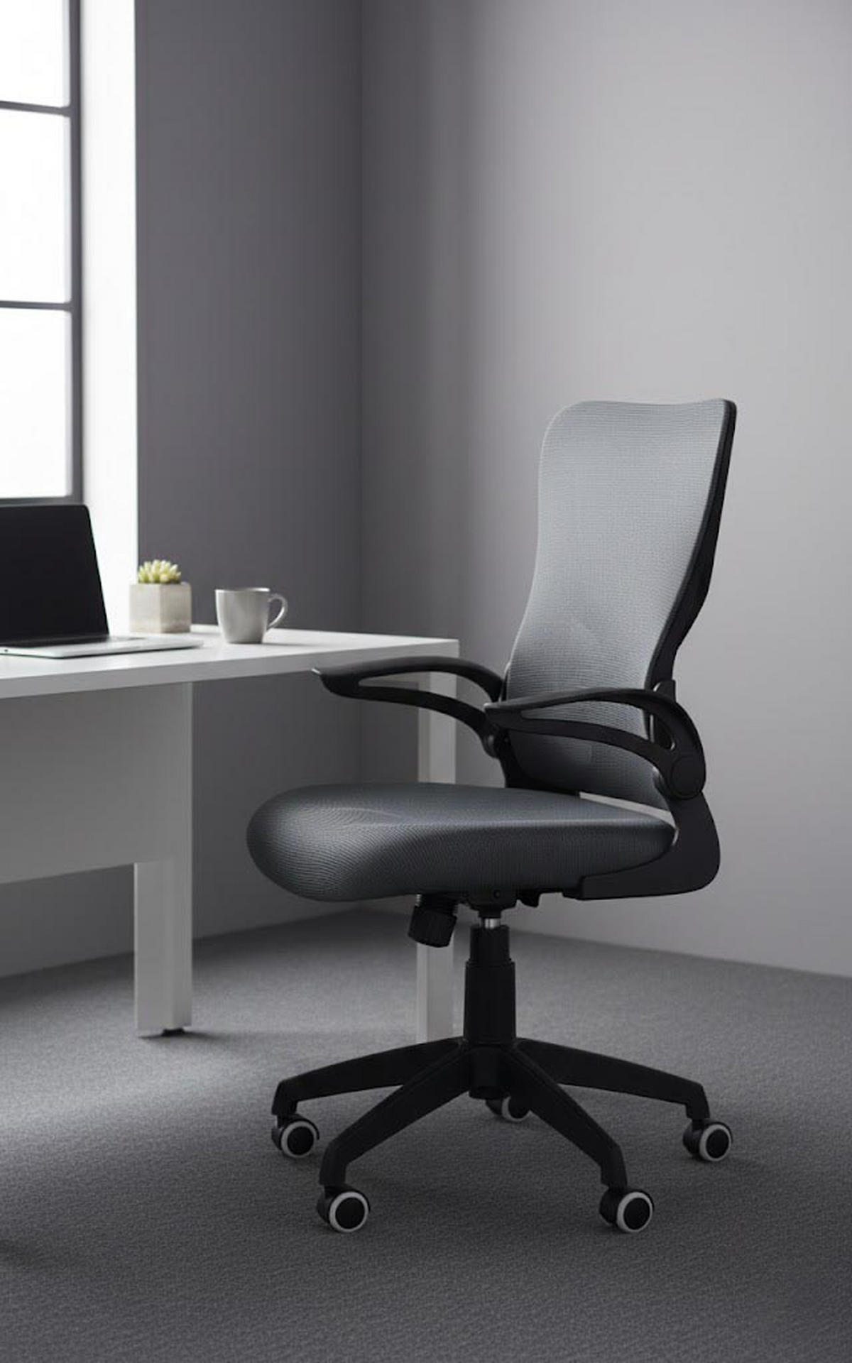BÜROSTUHL Novar grau - Schwarz/Grau, Kunststoff/Metall (54/107/61cm) - TPFLiving