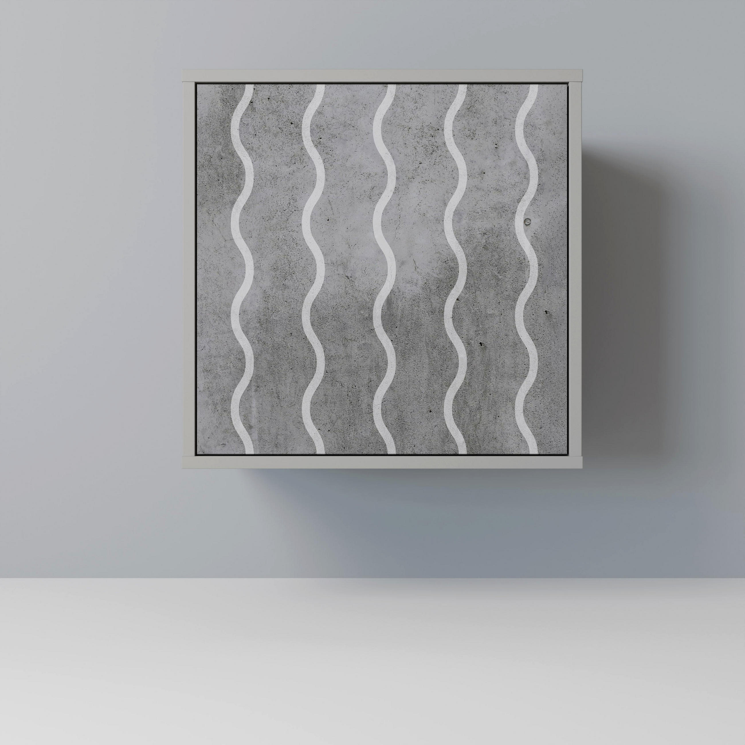SIDEBOARD WAVES OF CONCRETE, Grau, 57,5x42x57,5 cm, Ohne Füße - Multicolor/Grau, Holzwerkstoff (57.5/57.5/42cm) - SpaceRebels