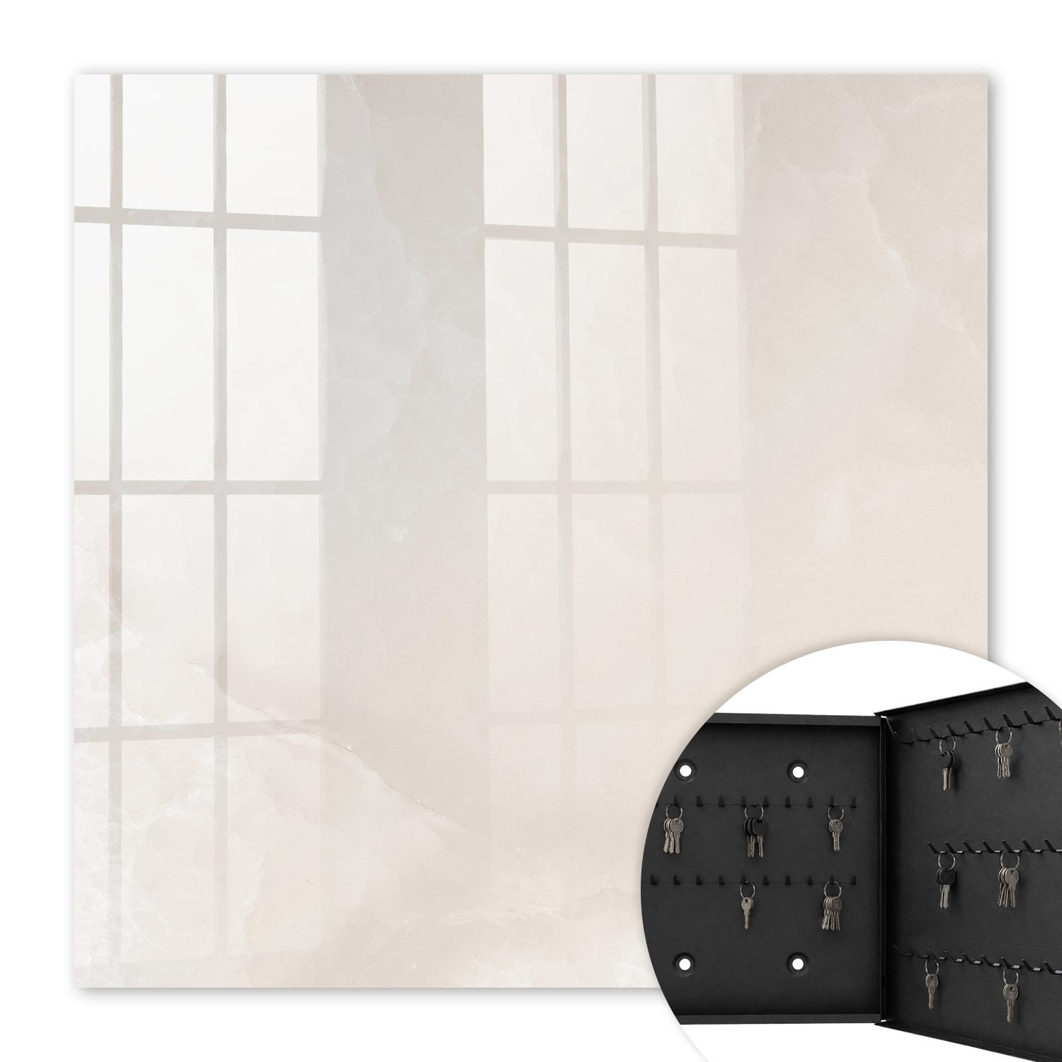 SCHLÜSSELBOX Schwarz 30x30 cm- Türöffnung nach rechts - Beige Eleganz - Beige, Metall (30/30/5cm) - TULUP