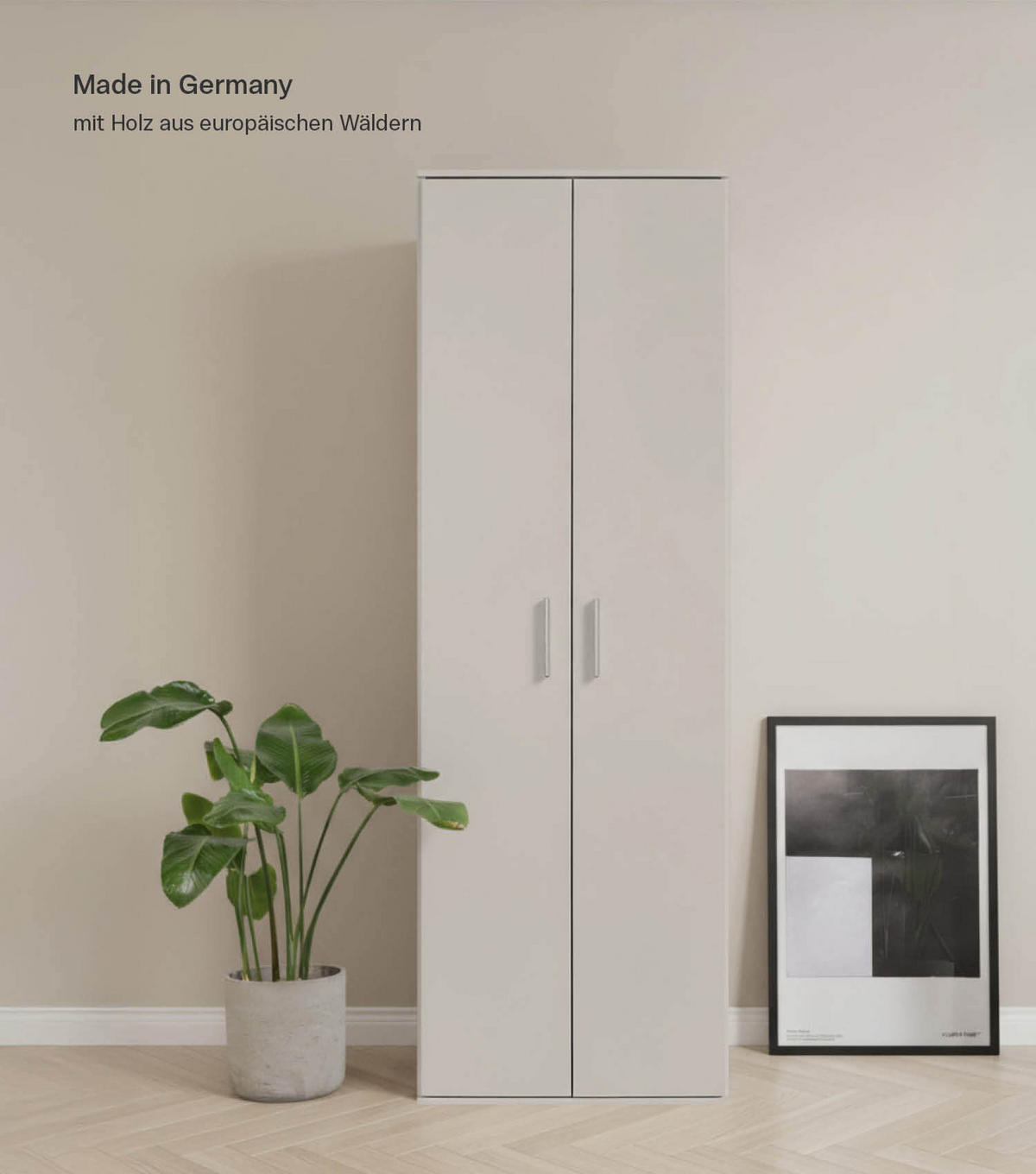 BESENSCHRANK Der Lange - Beige, Holzwerkstoff (60/180/34cm) - Mokebo