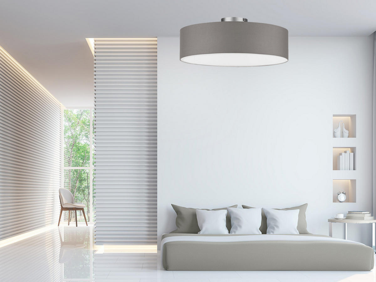 DECKENLAMPE Ø50cm, Lampenschirm Stoff Braun-Grau - Braun/Grau, Textil (50/50/19cm) - meineWunschleuchte
