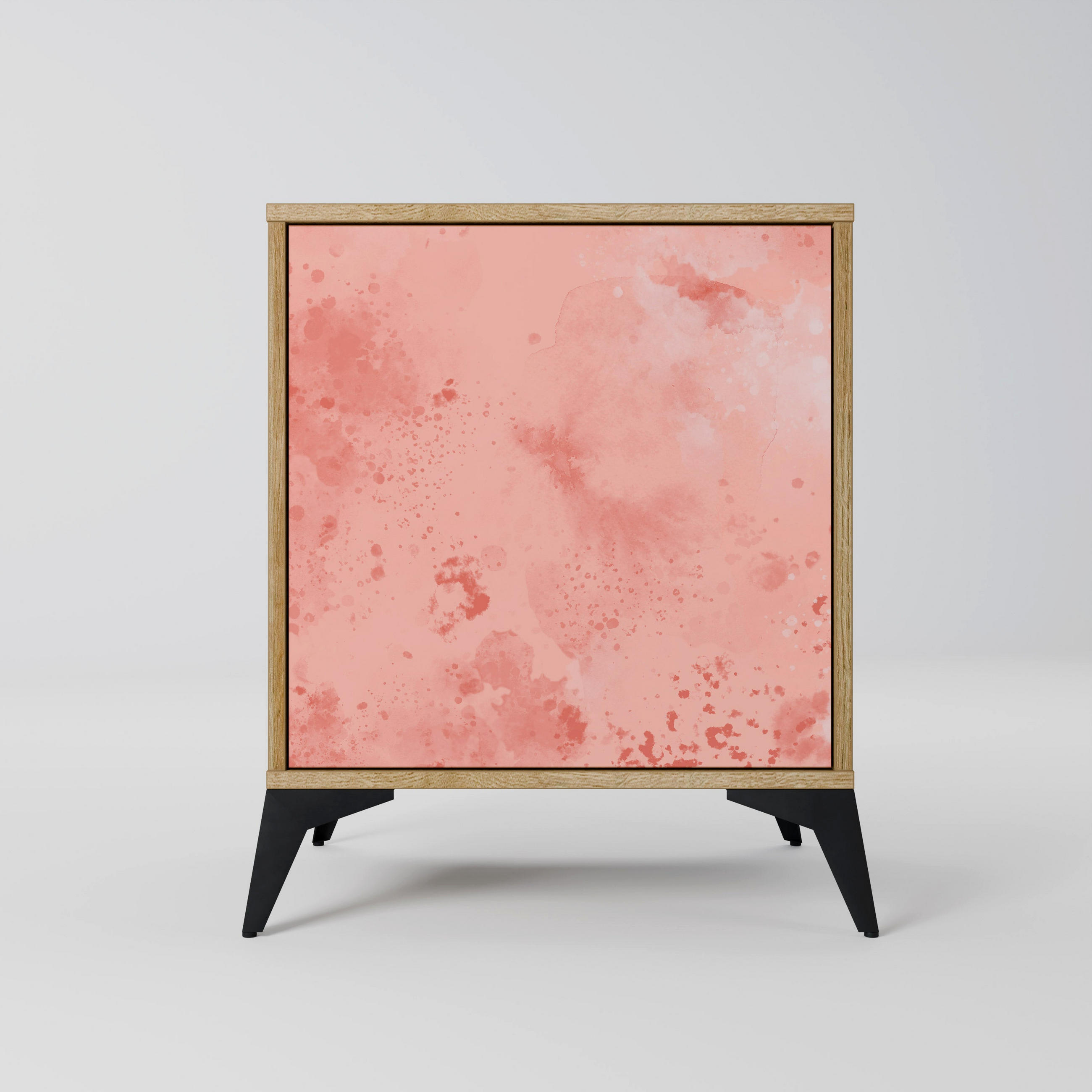 SIDEBOARD CRANE DANCE, Eichefarben, 57,5x42x70,5 cm, Schwarze Metall-Sternfüße - Eichefarben/Multicolor, Holzwerkstoff/Metall (57.5/70.5/42cm) - SpaceRebels