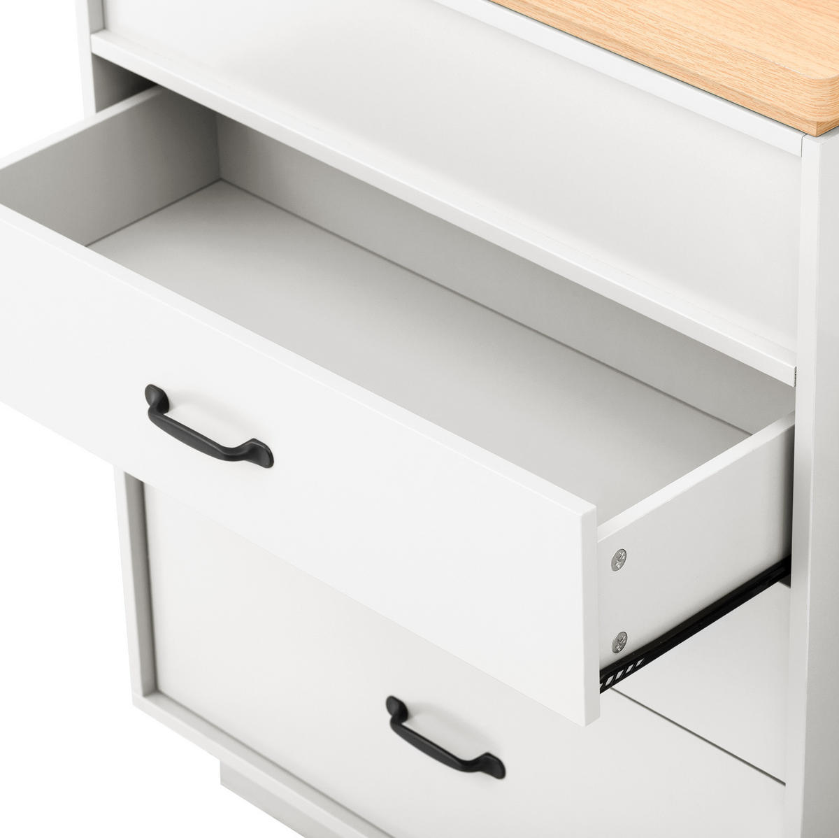 KÜCHENINSEL 125.5-187.5x71x93 cm Weiß mit LED-Beleuchtung & Ladestation - Weiß, Holzwerkstoff (187.5/93/71cm) - Modfu