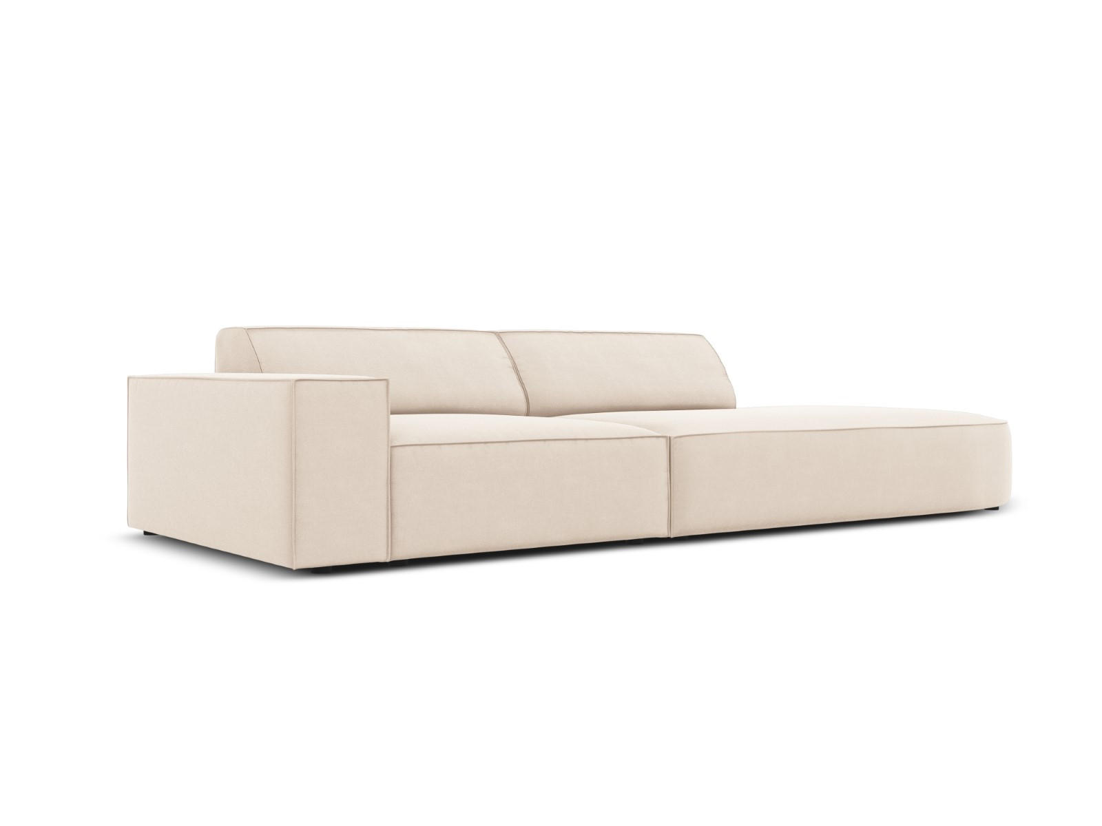 RECHTES-SOFA Jodie aus Samt leichtes beige 3 Sitzplätze - Beige, Textil (102/70/262cm) - Micadoni
