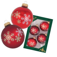 CHRISTBAUMKUGELN Schneeflocke Rot 7cm (Glas / 4 Stk.) - Rot, Glas (7/7/7cm) - Krebs Glas Lauscha