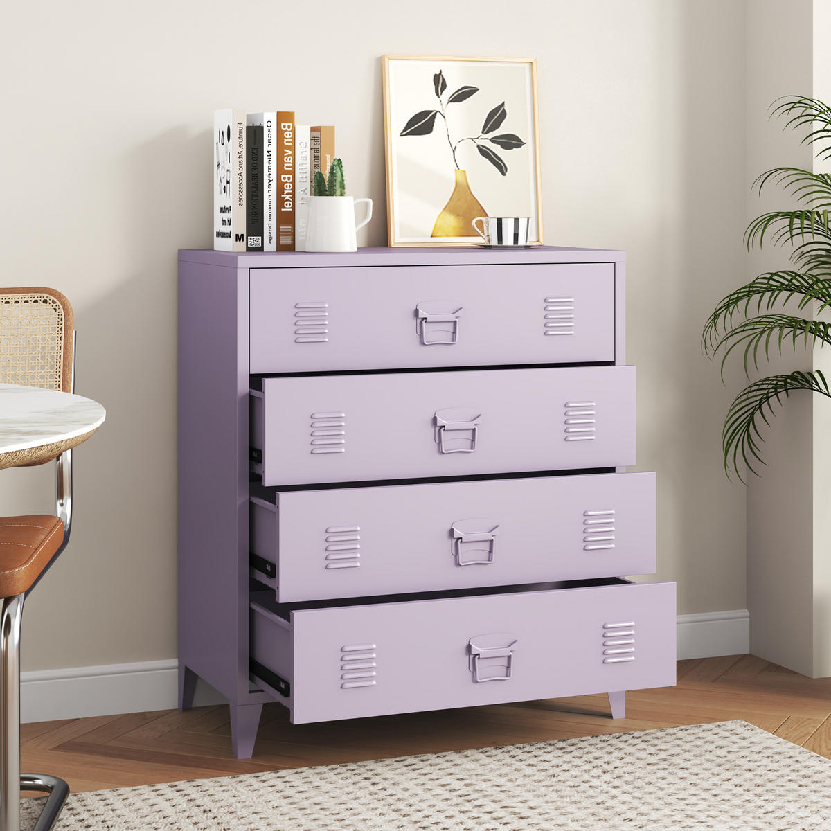 METALLSCHRANK Hämeenlinna - Lila, Metall (80/92/40cm) - [en.casa]