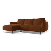 ECKSOFA mit Schlaffunktion Samt Stoff Orange - Terracotta/Schwarz, Textil/Metall (162/242cm) - LaMiaSofa