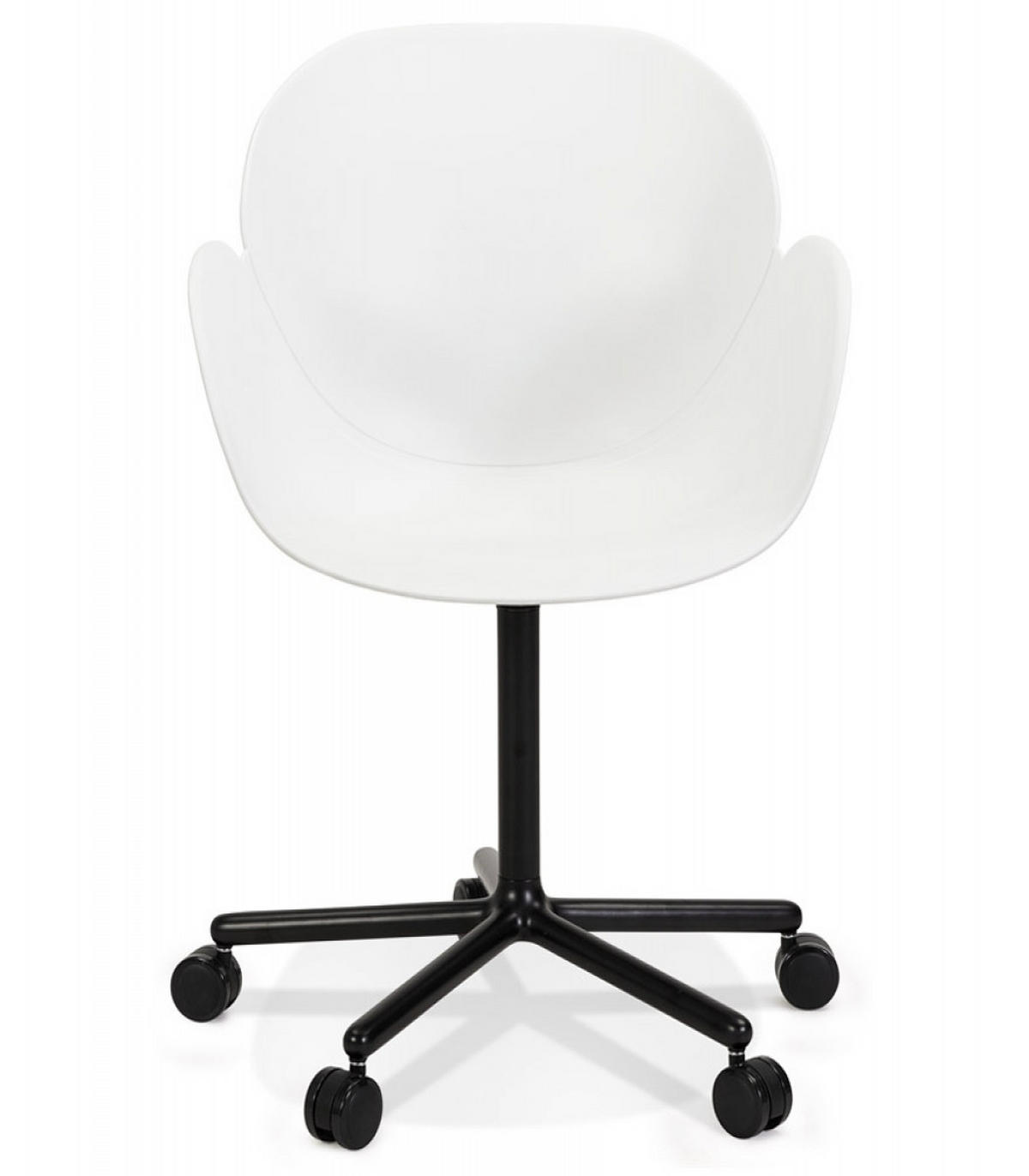 BÜROSTUHL mit Schalensitz mit Armlehnen aus Kunststoff im minimalistischen Stil ORION, Weiß 59x59x85 cm - Schwarz/Weiß, Kunststoff/Metall (59/85/59cm) - KADIMA DESIGN