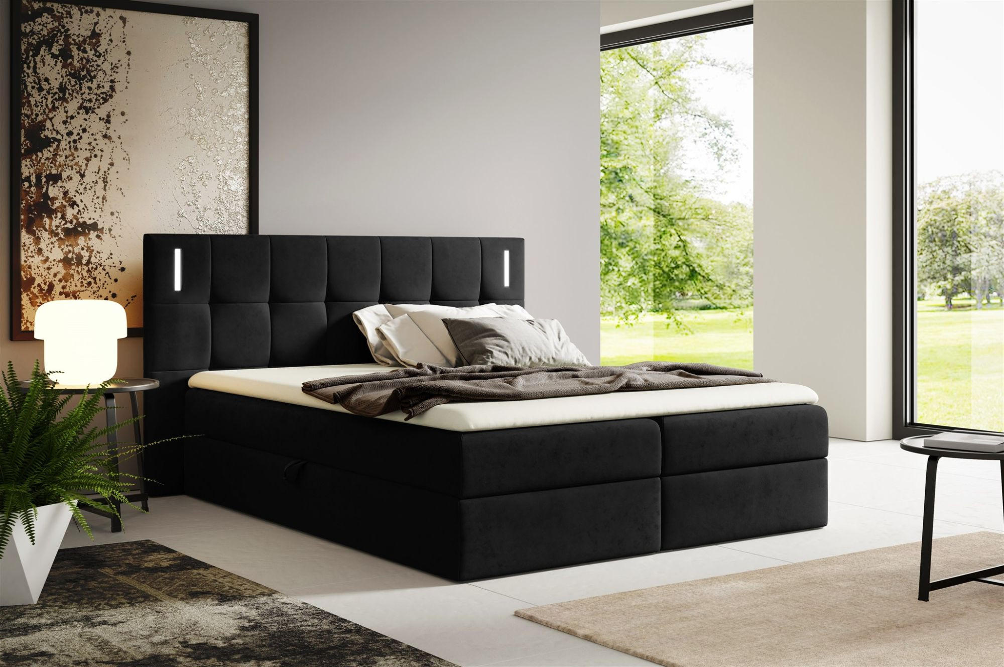 BOXBETT Martim - Schwarz, Holzwerkstoff/Textil (120/200cm) - Fun Möbel