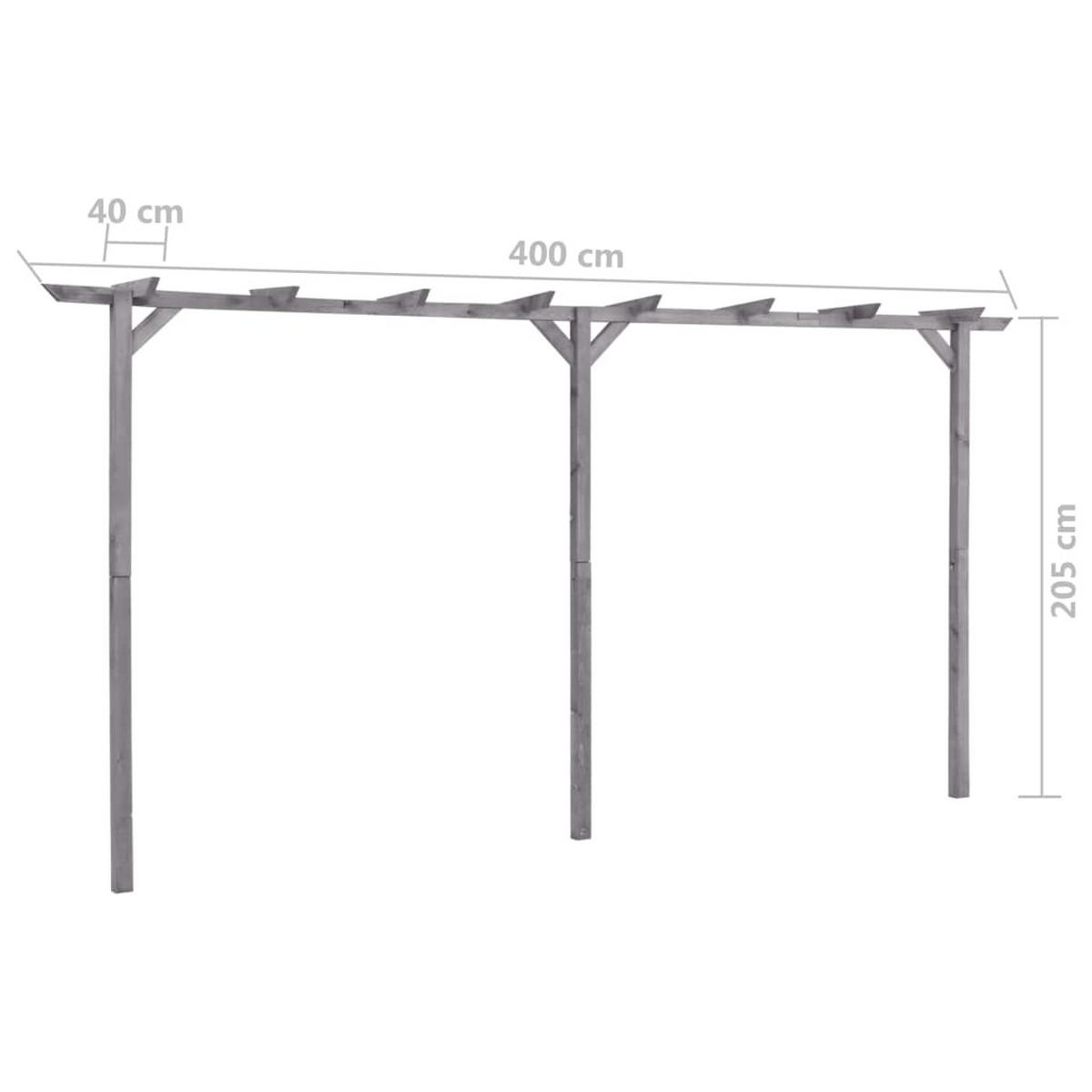 PERGOLA aus Holz LURV Grau | 4x2m Kiefernholz | Rankhilfe Pergola - Grau, Holz (400/205/40cm) - DELUKE