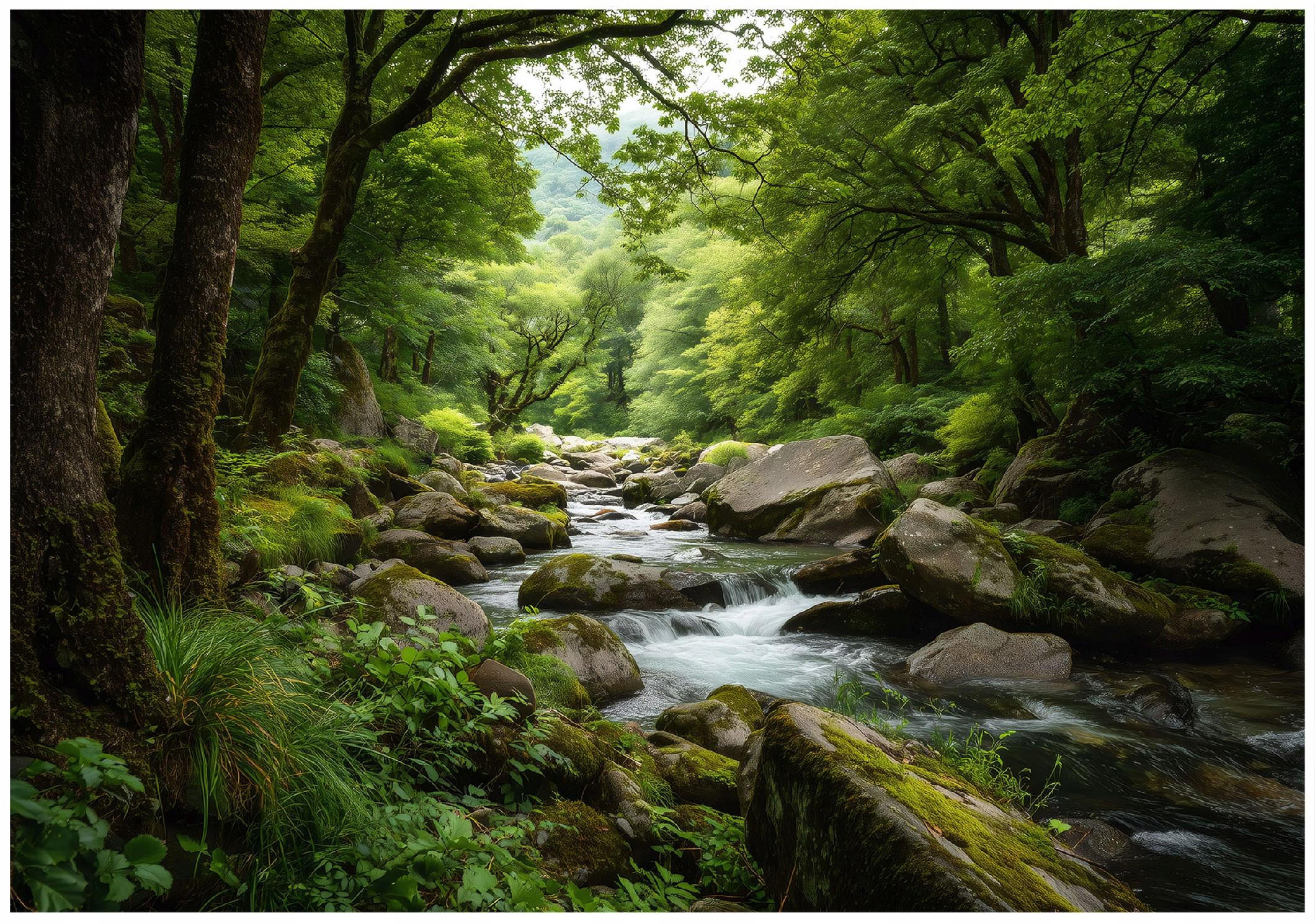 FOTOTAPETE Wald Natur Grün 350x250 cm - Multicolor, Papier (350/250cm) - Wallarena