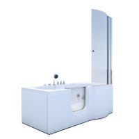 SENIORENDUSCHE Wanne mit Whirlpool S12D-TH-WP-L-EC 170x85cm - Weiß, Glas/Kunststoff (85/200/170cm) - AcquaVapore by Sandra Jentho