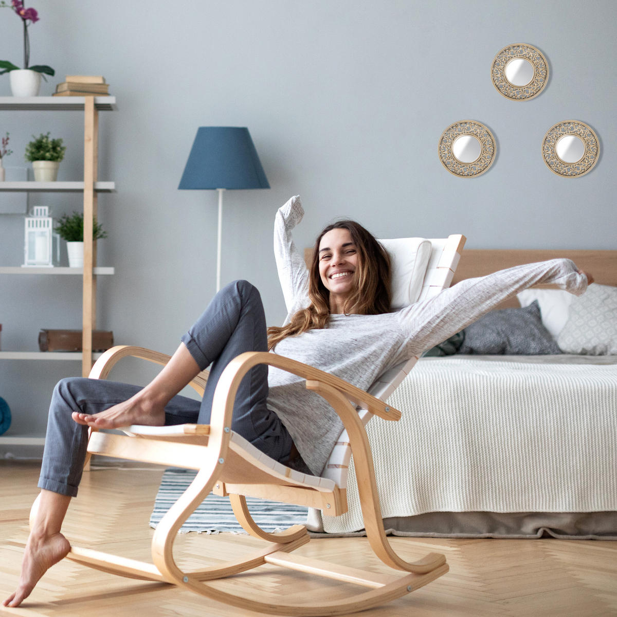 3XSPIEGEL - Goldfarben, Glas/Kunststoff (25/25/1.5cm) - Relaxdays