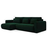 ECKSOFA mit Schlaffunktion Samt Stoff Grün - Dunkelgrün/Schwarz, Kunststoff/Textil (149/278cm) - Makamii
