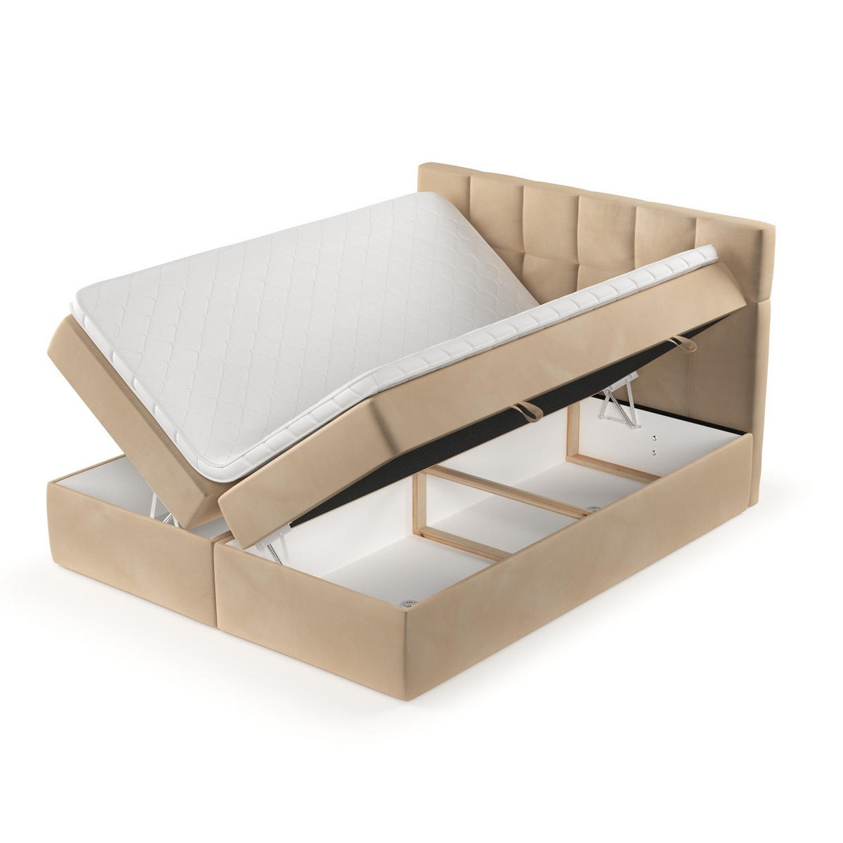 POSTEL BOXSPRING VARENO 180/200 Béžová - černá/béžová, kov/dřevo (180/200cm) - AltaBeds