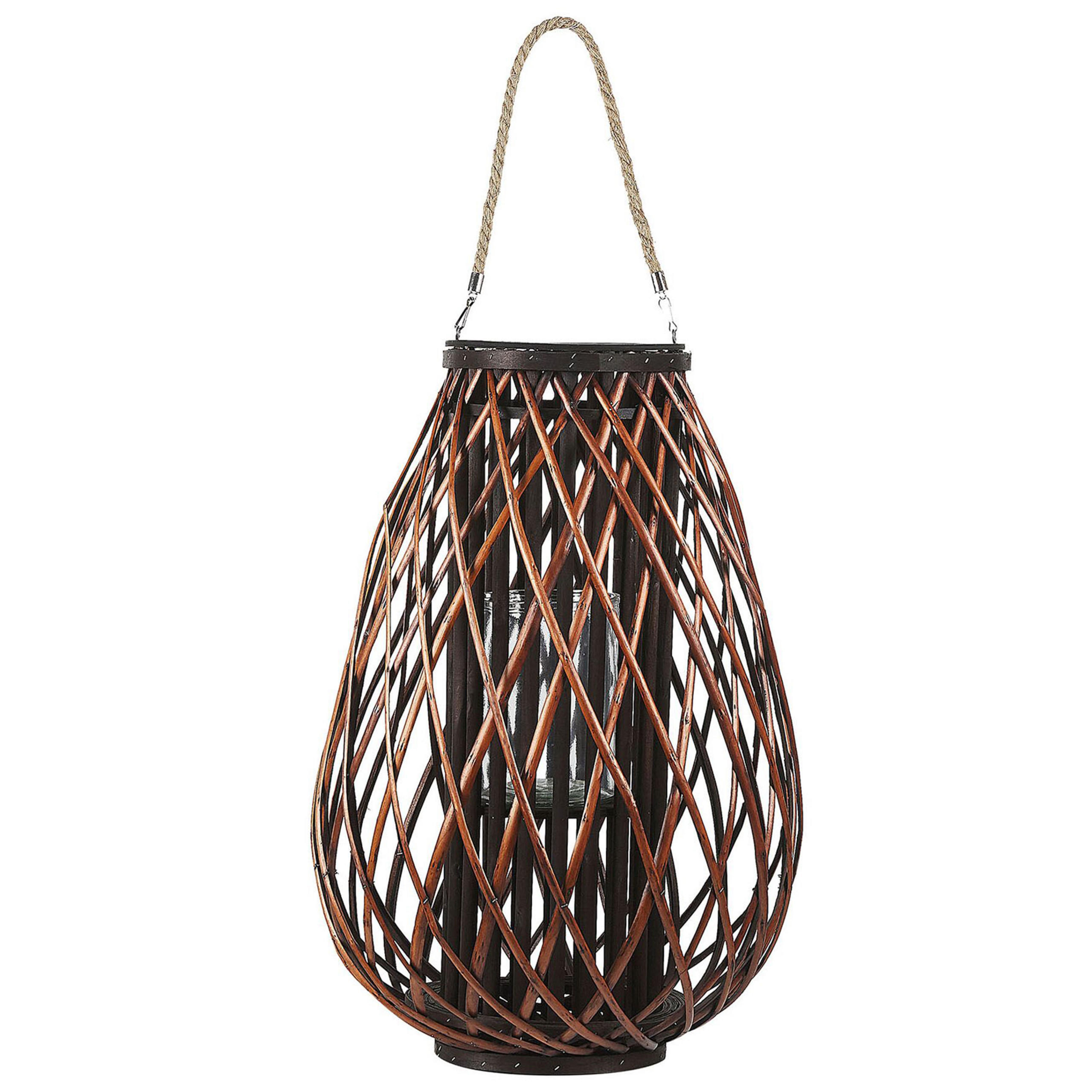 LATERNE Braun Kiusiu - Braun, Holz (40/60/40cm) - Beliani