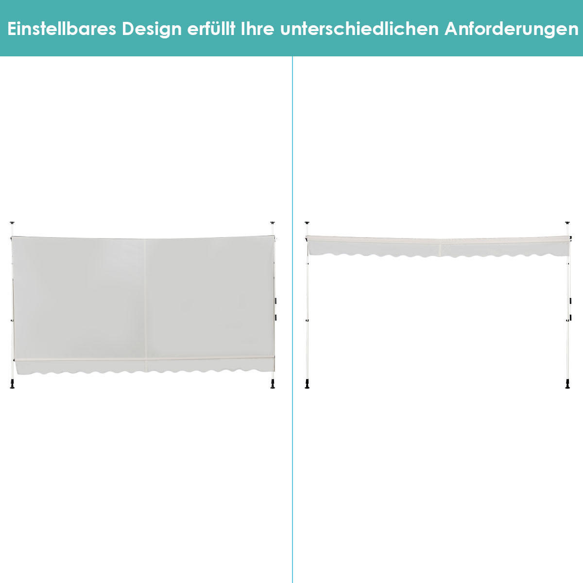 KLEMMMARKISE 400cm Beige - Beige, Metall (395/300/125cm) - COSTWAY