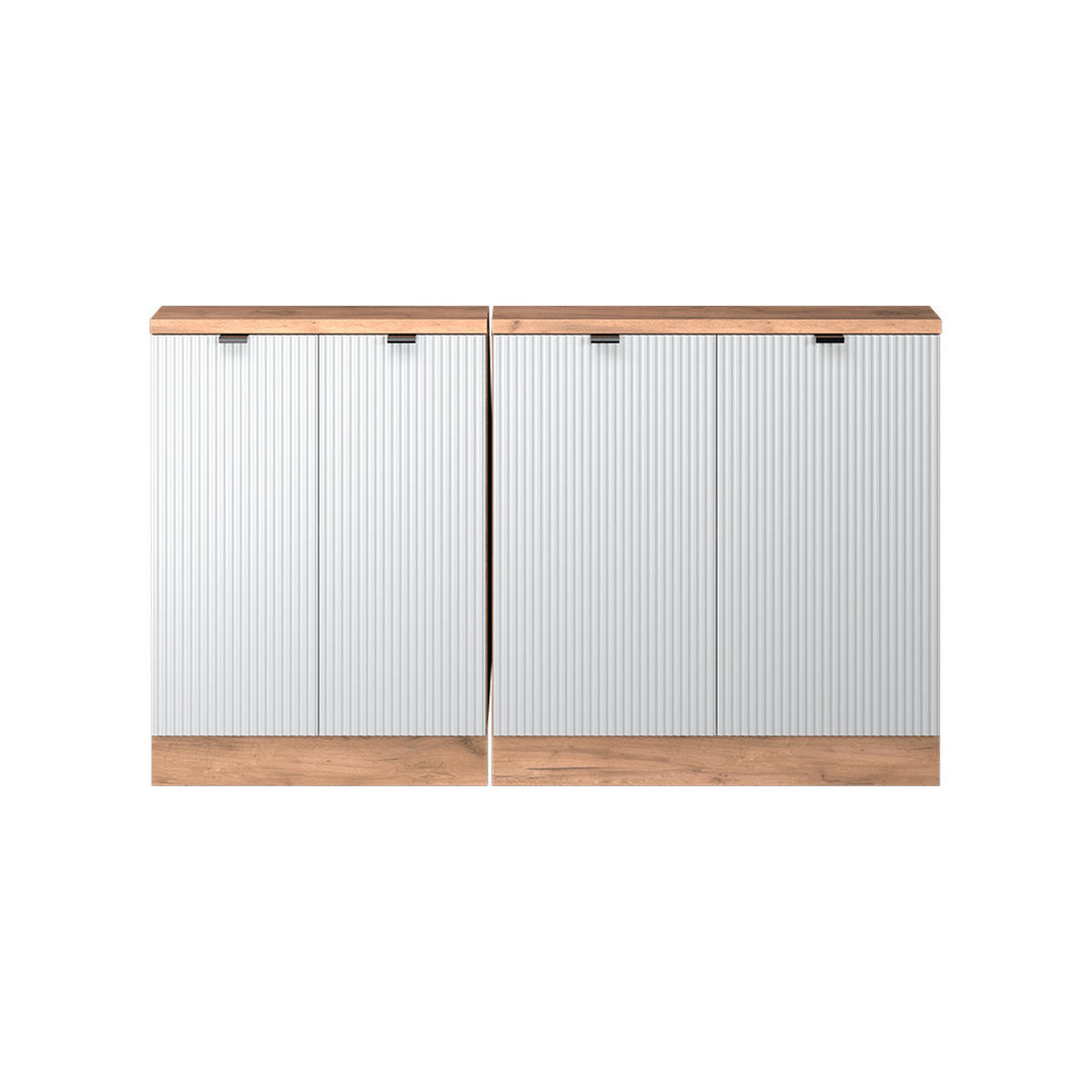 DACHSCHRÄGENSCHRANK-SET Rion Weiß Riffel 140 cm 2er Set - Weiß, Holzwerkstoff (140/81.6/46cm) - Vicco