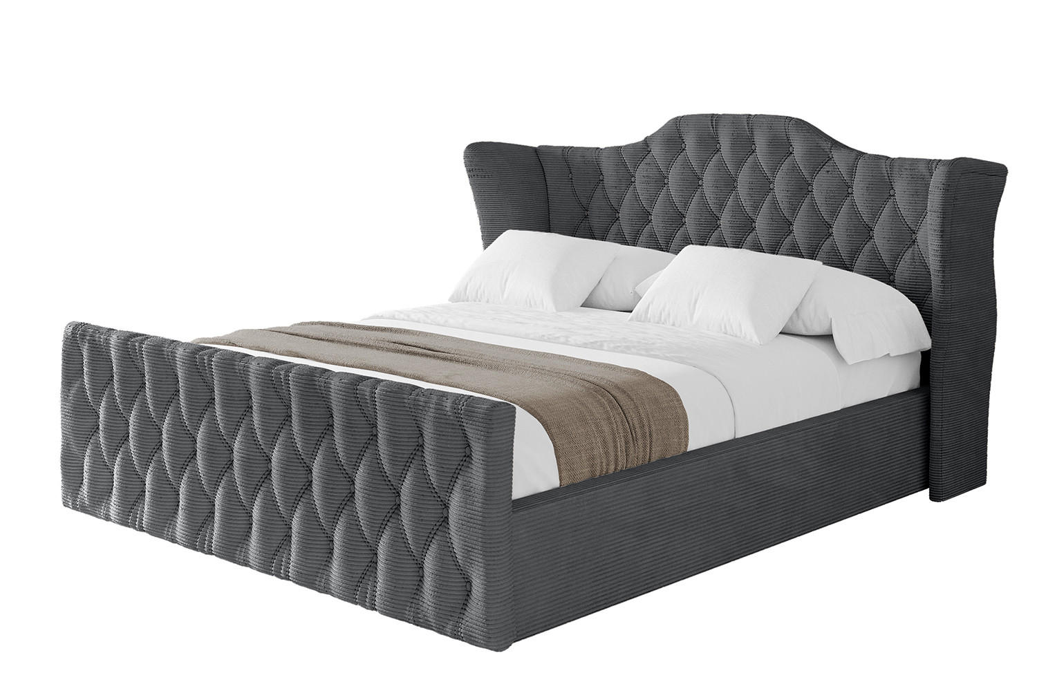 POLSTERBETT mit Bettkasten, Fußteil und Lattenrost, Boxbett ohne Matratze - ZORAN-Z 120x200 Dunkelgrau - Anthrazit, Holzwerkstoff/Textil (120/200cm) - ALTDECOR