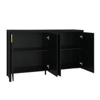 SIDEBOARD Schwarz Goldgriffe verstellbare Böden modern - Schwarz, Holzwerkstoff (38/80/140cm) - FLIEKS