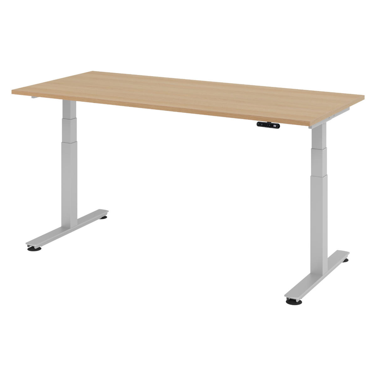 SCHREIBTISCH elektrisch XDSM 80/180/72 cm in Eichefarben/Silberfarben - Eichefarben/Silberfarben, Holzwerkstoff (80/180/72cm) - bümö