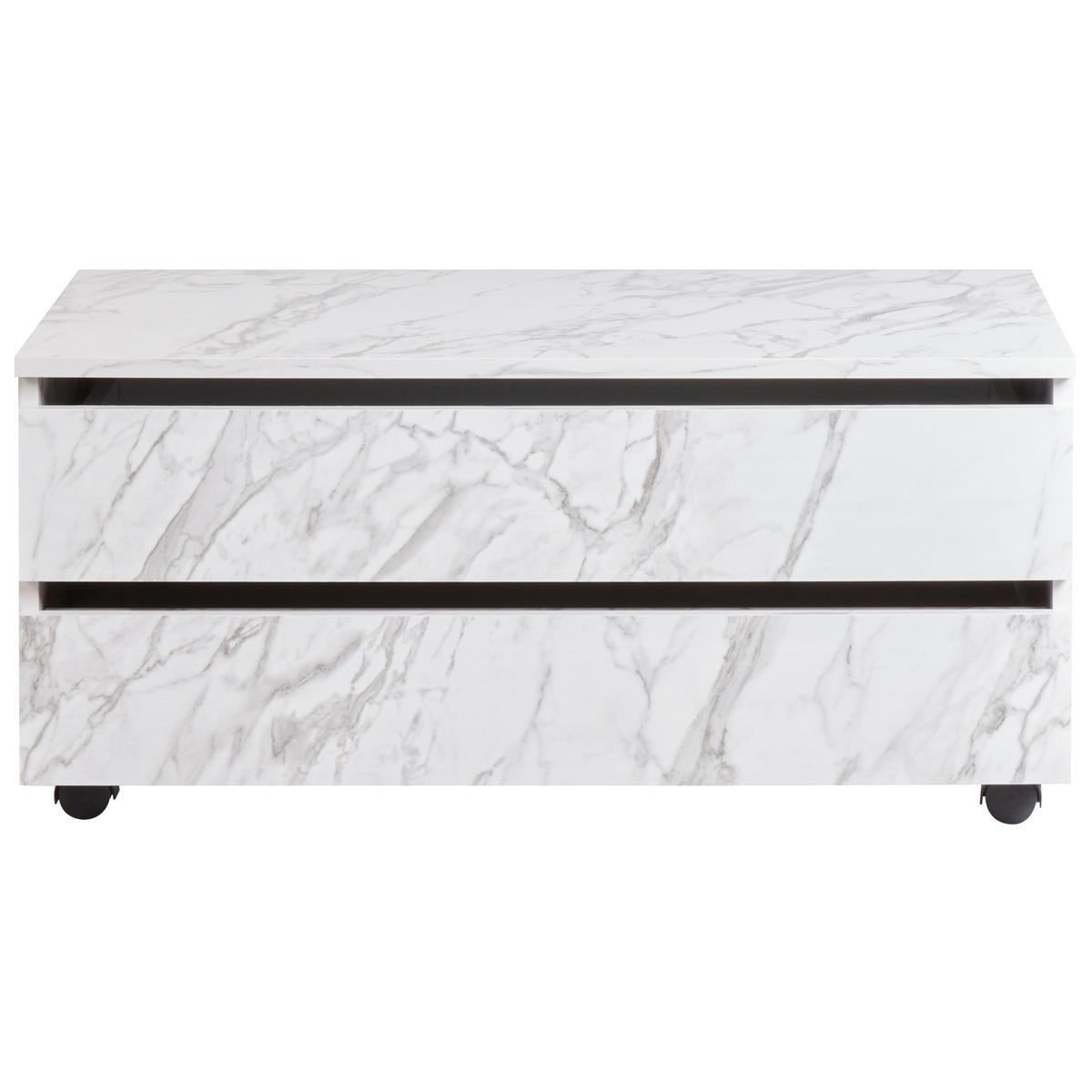 DULAP DE BAIE cu rotile 80 cm alb marmură Teresina - alb, compozit lemnos (80/38/39cm) - Beliani