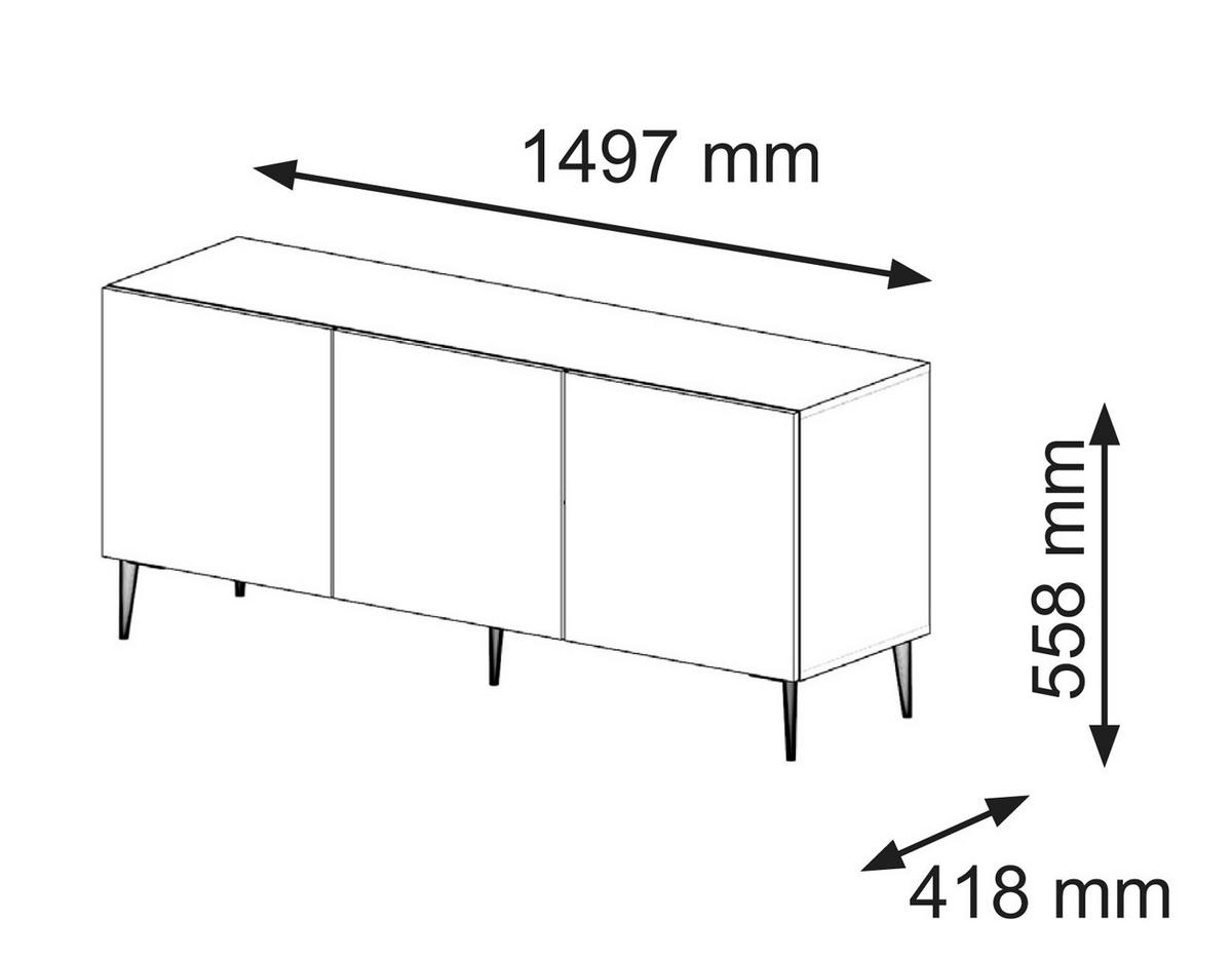 TV LOWBOARD Weiß, Weiß, Schwarz 150/56/42 - Schwarz/Weiß, Holzwerkstoff (150/56/42cm) - RAUMHIRSCH FURNITURE