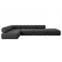 ECKSOFA modulares Sofa Favio-L2 - 380x190x70 cm Schwarz Velours - Schwarz, Holzwerkstoff/Textil (380/190cm) - ALTDECOR